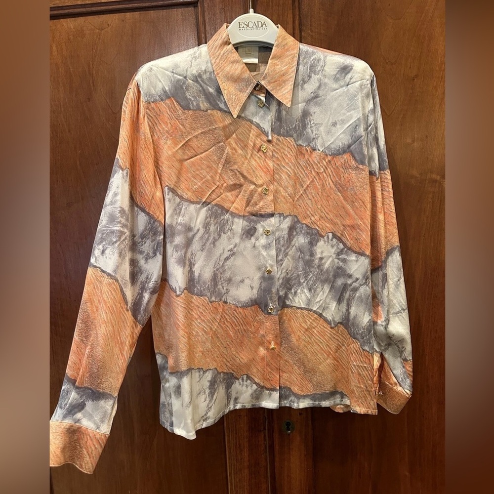 Escada by Margaretha Ley Vintage Silk Blouse Sz 6 US Size 36 EU